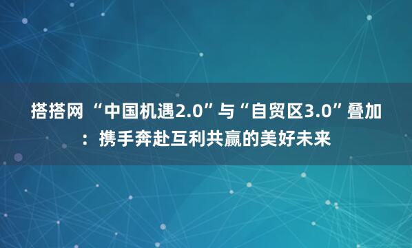 搭搭网 “中国机遇2.0”与“自贸区3.0”叠加：携手奔赴互利共赢的美好未来