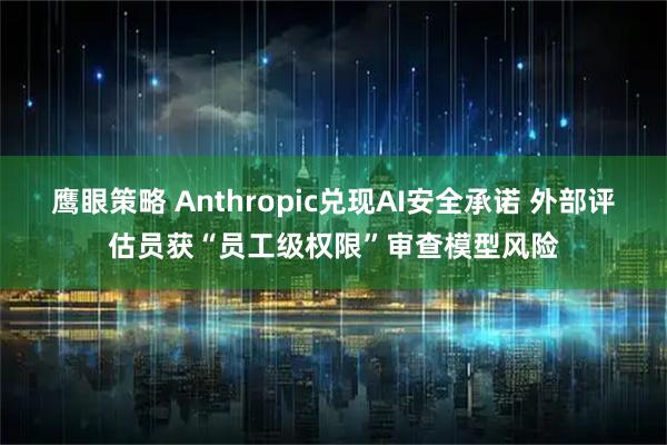 鹰眼策略 Anthropic兑现AI安全承诺 外部评估员获“员工级权限”审查模型风险